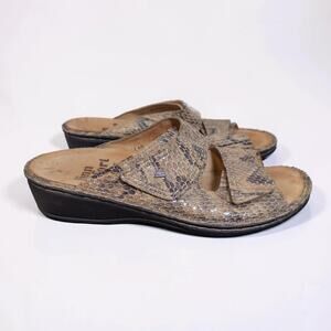 Finn Comfort Snake Print Leather Comfort Sandals Germany Adjustable Slides EU 40